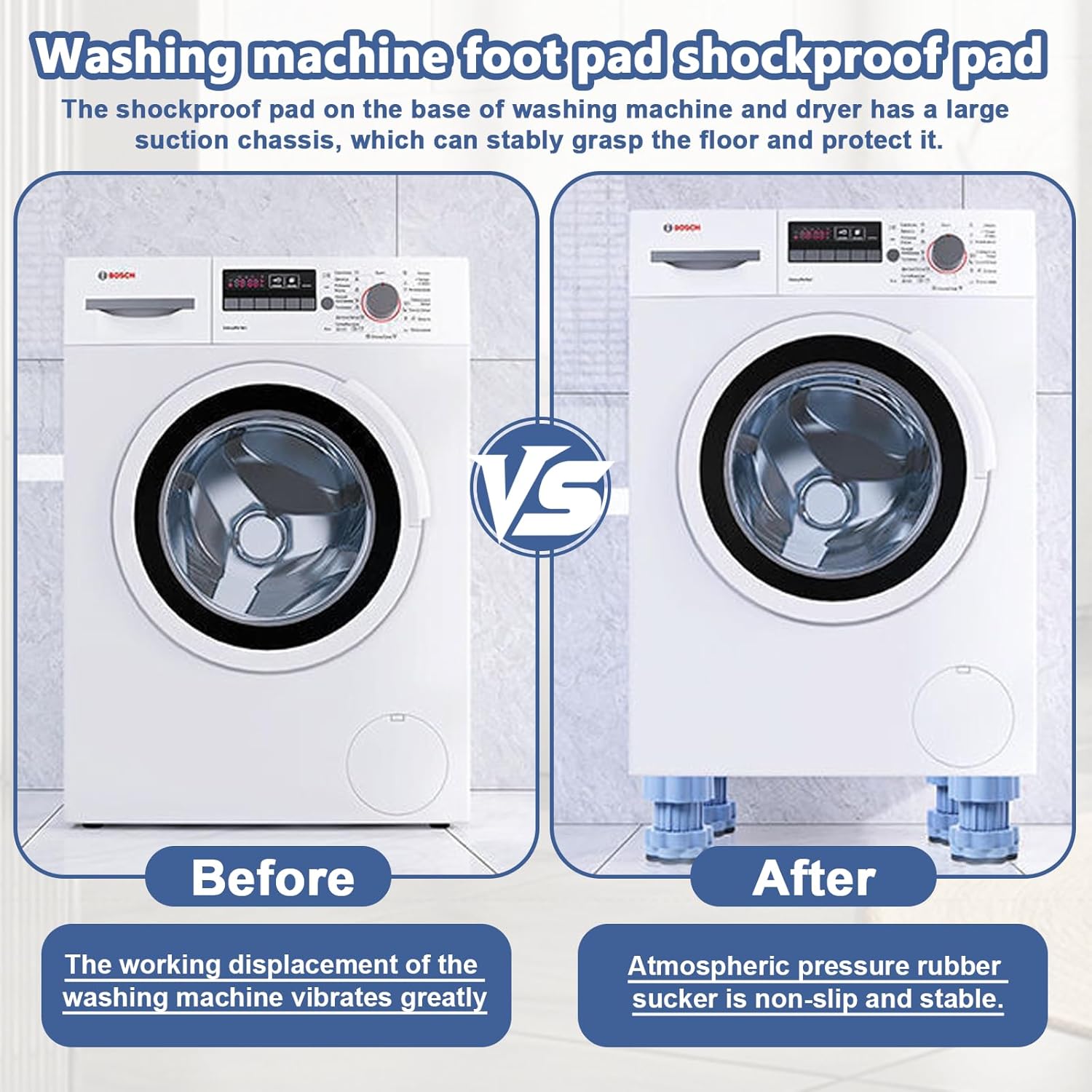 Adjustable Anti-Vibration & Anti Slip Pads for Washing Machine, 4-Pcs
