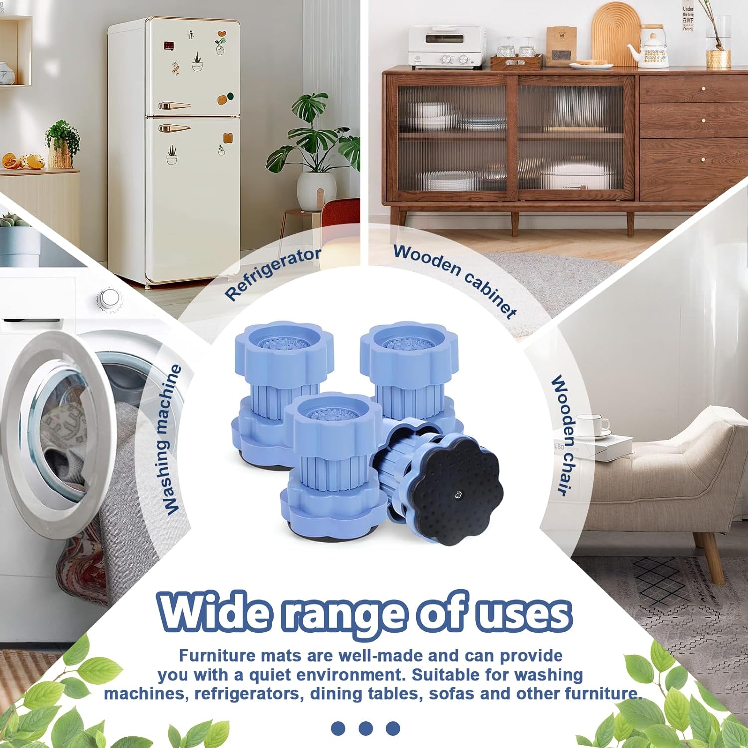 Adjustable Anti-Vibration & Anti Slip Pads for Washing Machine, 4-Pcs